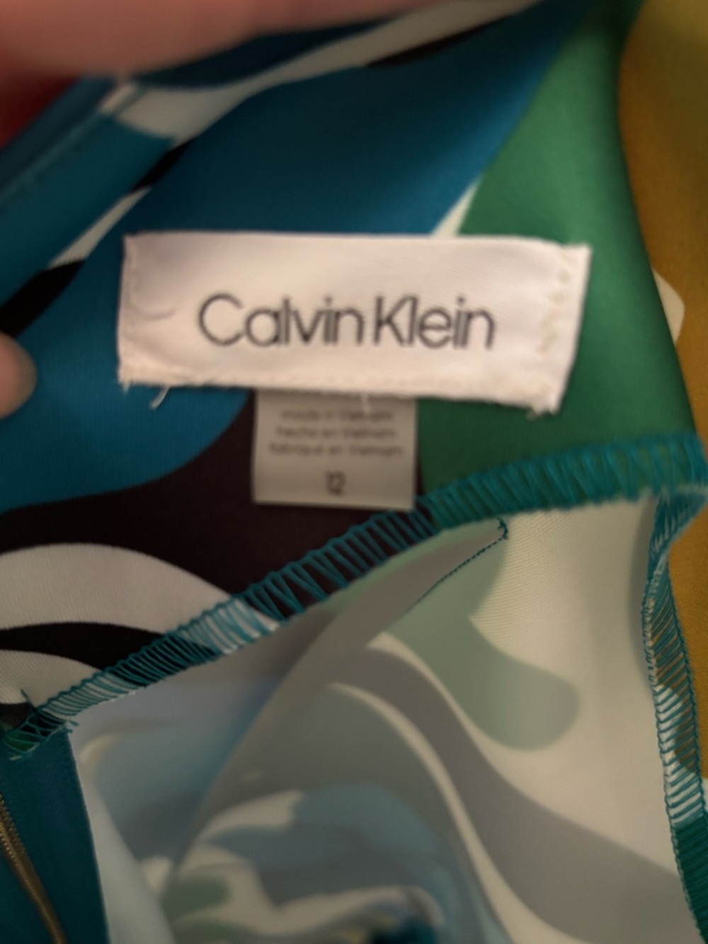 Calvin Klein Floral Sheath Midi Dress in Teal, Blue, Green & Gold - Picture 4 of 5